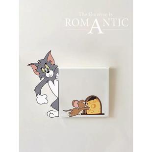 创意猫和老鼠开关按钮贴纸卡通开关面板装饰墙贴简约插座美化贴画