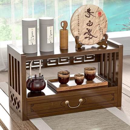 桌面博古架小型新中式茶具置物架子摆件台茶叶架放置架收纳展示柜