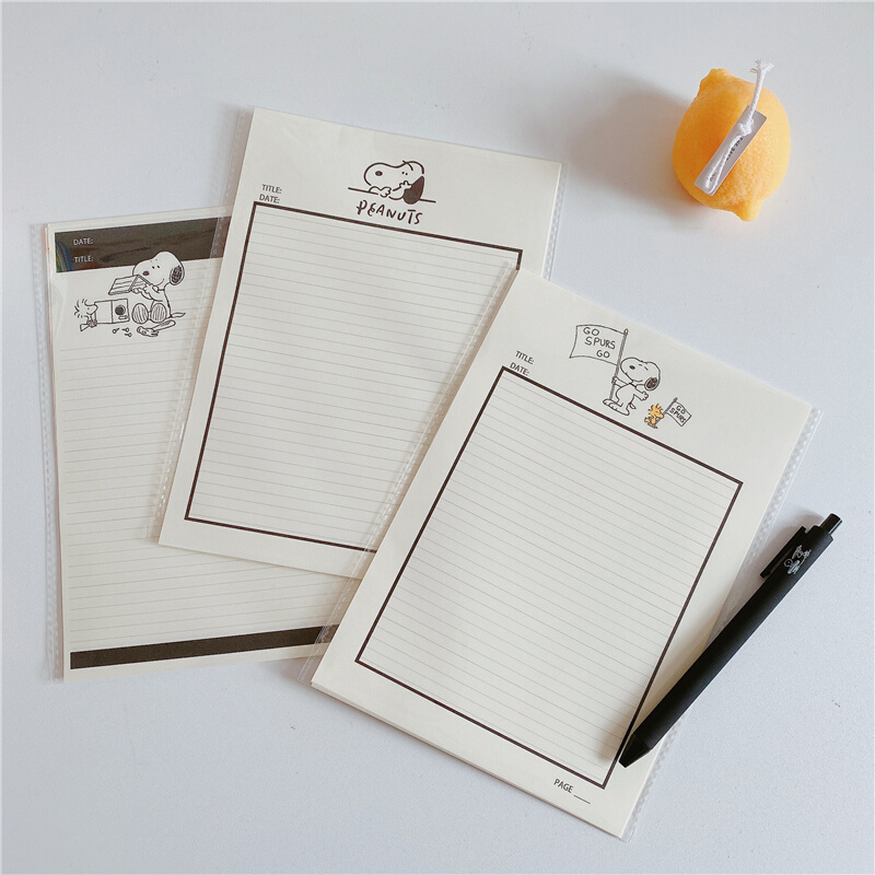 ins风a5黑白冷淡风史努比学习手账便签纸条纹留言信纸b5信纸