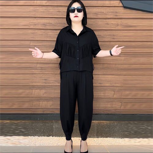 好运精选百货女装2026夏季新款女士套装胖MM宽松显瘦休闲两件套a7