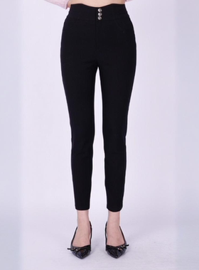 OU./欧点简洁大方黑色高弹牛仔小脚裤1102440448