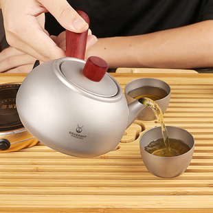 户外家用电陶炉电磁炉钛煮茶壶 Silverant银蚁纯钛红木侧把茶具
