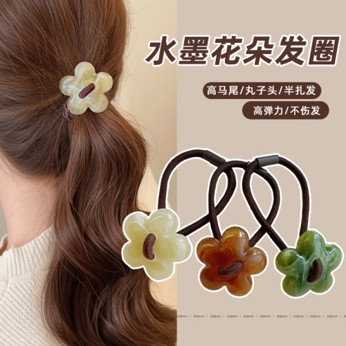 春天气息花朵发绳戴上它韩范十足