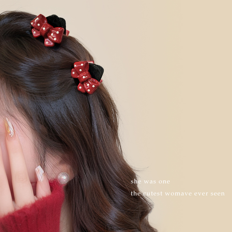 侧边刘海红色小号抓夹