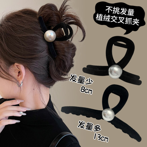 丝绒抓夹珍珠抓夹高级感