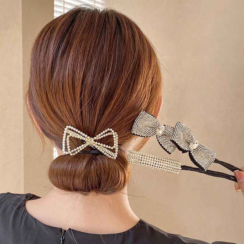 水钻蝴蝶结丸子头盘发器女夏懒人扭扭盘发神器2020新款扎头发头饰