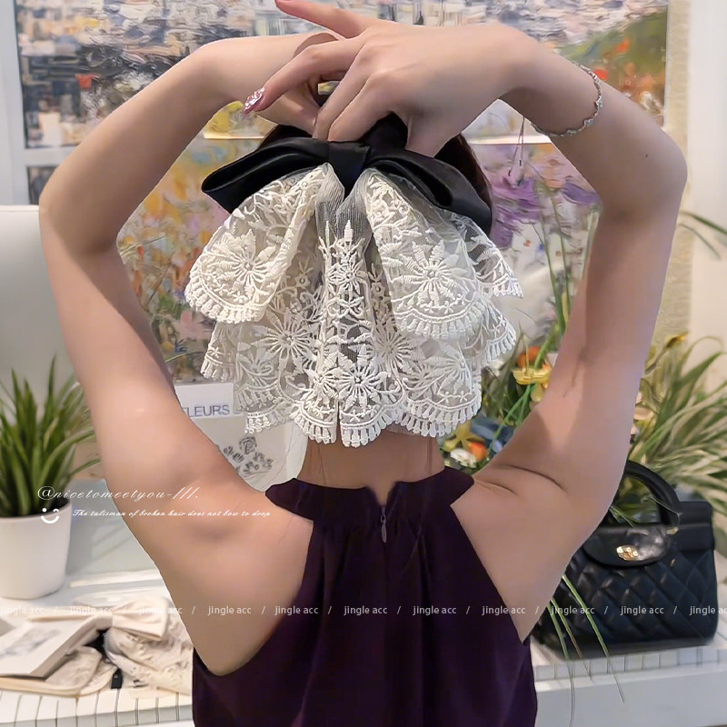 蕾丝蝴蝶结头饰发夹女2025新款高级感马尾抓夹丸子头夹后脑勺发饰,饰品/流行首饰/时尚饰品新,发饰,淘宝优惠券,粉丝福利购,淘宝优惠卷