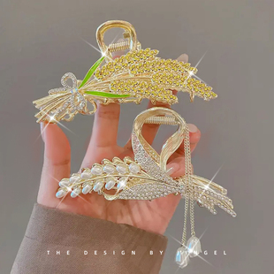 金色麦穗发夹女款 流苏抓夹高级感鲨鱼夹夹子头饰 高端发卡2025新款