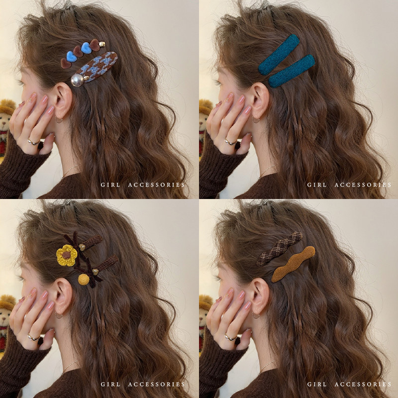 秋冬毛呢发夹女2026新款高级感前额刘海夹侧边夹发卡碎发夹子头饰