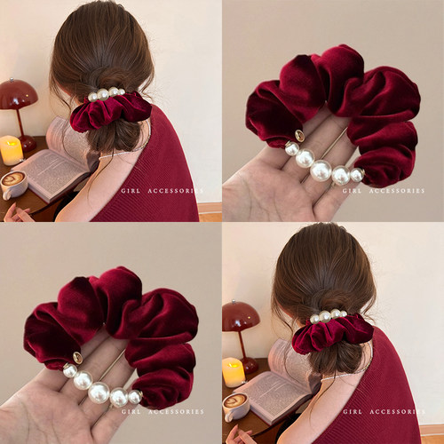 丝绒太高级了~发圈真适合扎马尾