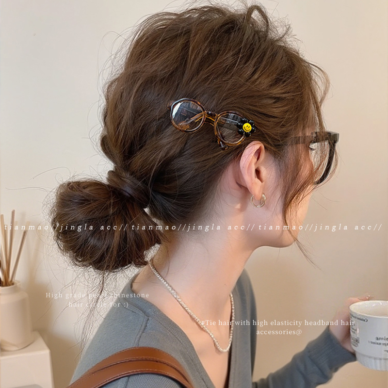 笑脸眼镜边夹侧边发夹