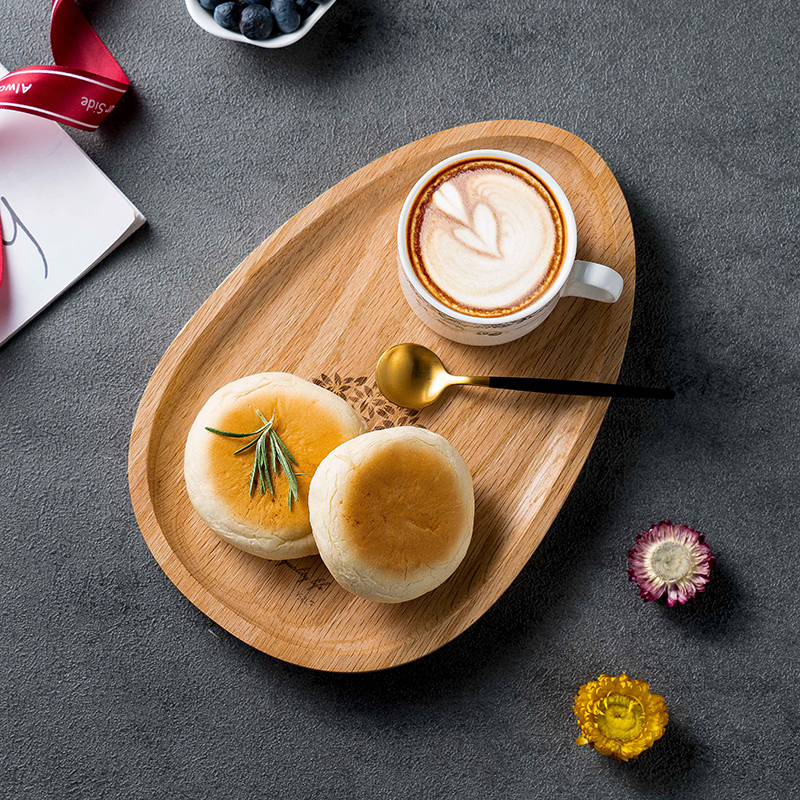 Bill.F红橡木鹅卵石型托盘高级感牛排盘轻奢餐盘精致牛排扒盘菜盘