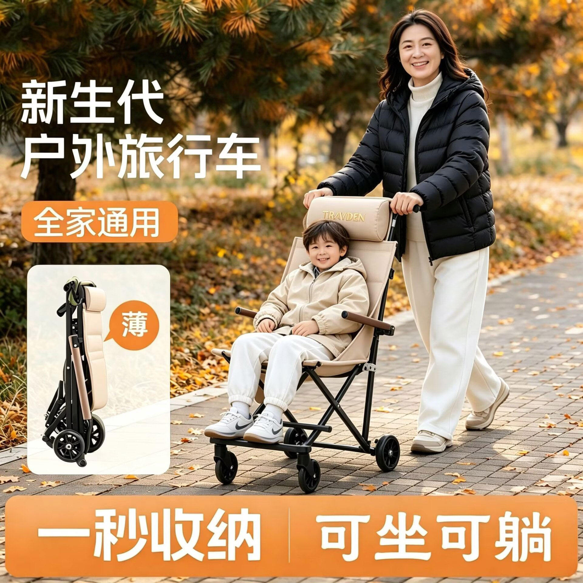 陆海丰百货户外折叠椅成人手推车老人孕妇代步车可躺可坐遛娃神a8