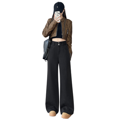 加绒加厚美式牛仔裤女秋