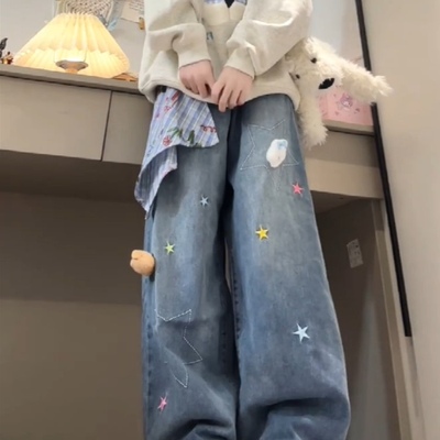 美式复古星星刺绣方巾阔