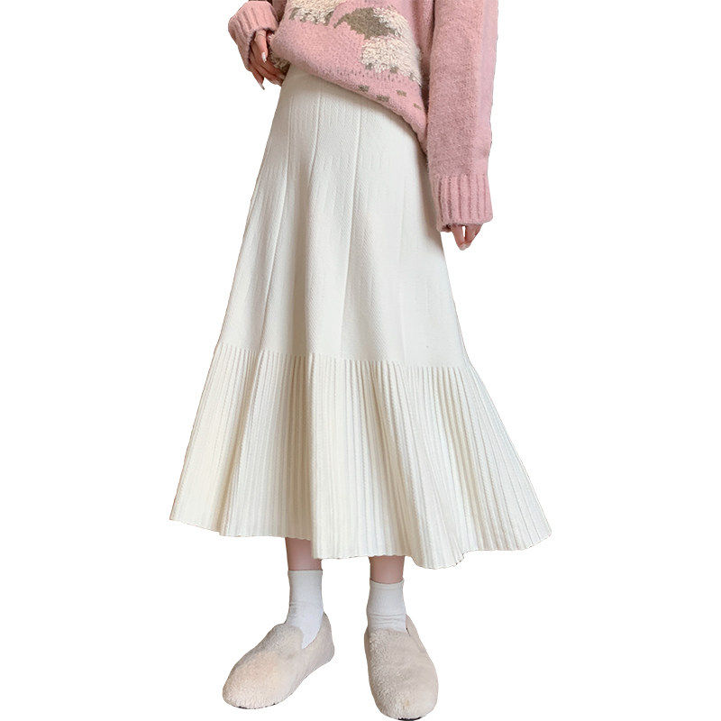 针织百褶半身裙女秋季2025新款小个子高腰显瘦中长款a字伞裙长裙,女装/女士精品,半身裙,淘宝优惠券,粉丝福利购,淘宝优惠卷