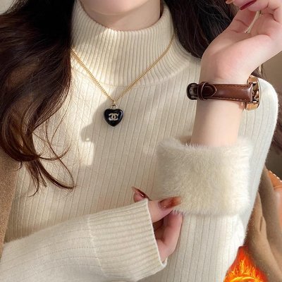 半高领毛衣女冬季加厚一体绒打底