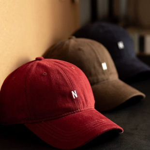 帽子女显脸小棒球帽韩版 大头围小N刺绣红色鸭舌帽子春夏韩系遮阳