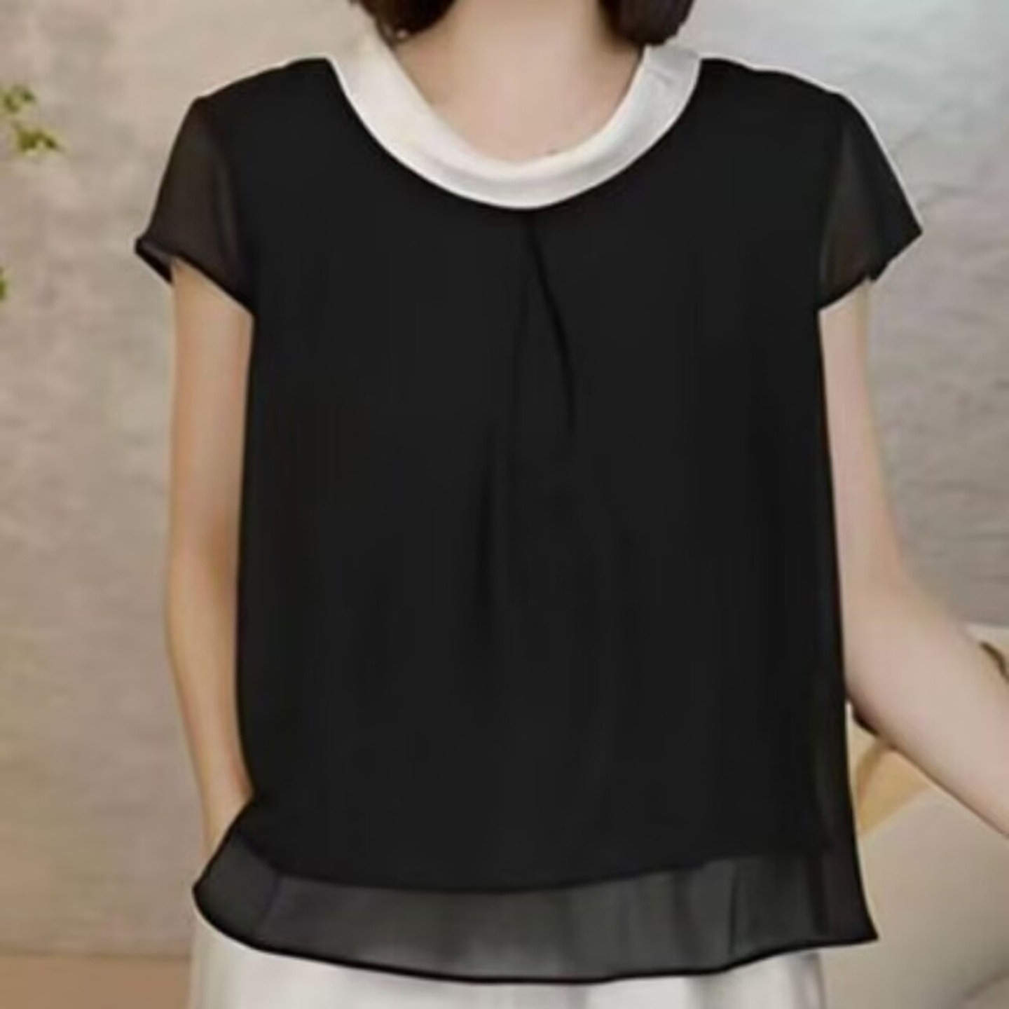 叙溪约女装假两件网纱短袖衬衫2026夏季女士拼接领口T恤显瘦上a1