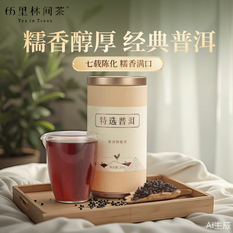 65里林间茶7年陈化特级普洱熟茶散茶叶200g糯米香正品口粮自己喝,茶,普洱,淘宝优惠券,粉丝福利购,淘宝优惠卷
