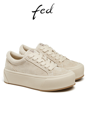 fed厚底小白鞋春季新款女鞋运动休闲鞋磨砂饼干鞋女款DCG615