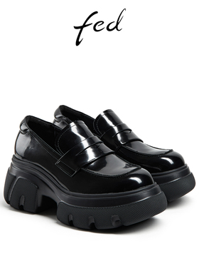fed厚底乐福鞋秋季新款女鞋黑色制服鞋软底小皮鞋女款DVG316