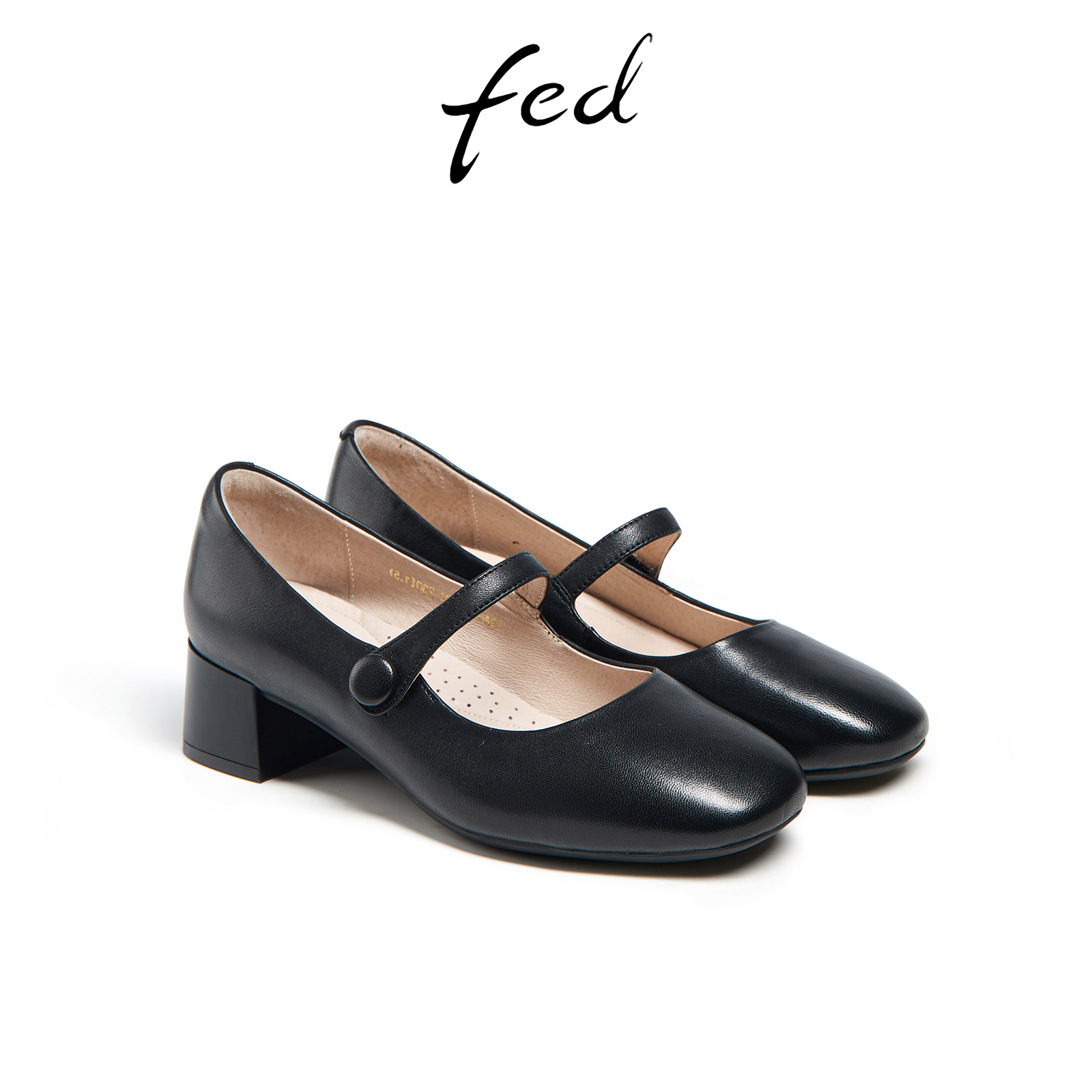 fed职业通勤单鞋春季新款女鞋玛丽珍鞋黑色小皮鞋女款DAG536