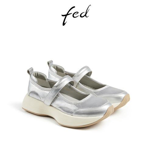fed银色玛丽珍鞋秋季新款女鞋运动单鞋厚底增高鞋女款DUR161