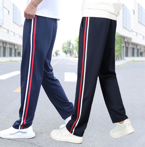 白红两条杠藏蓝色初高中运动裤