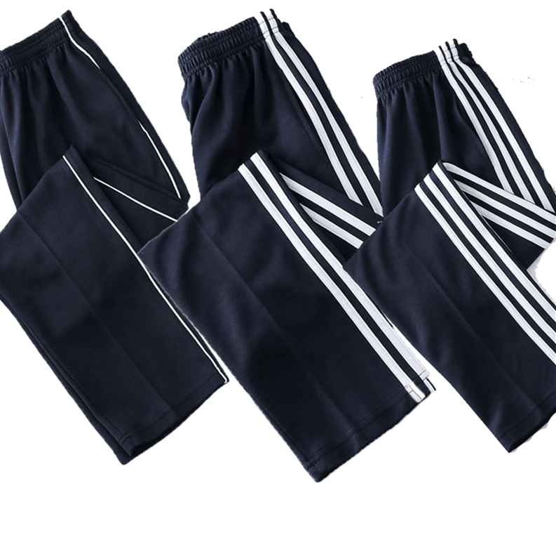 校服裤子小学生秋季运动裤白细条