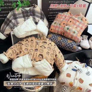 安阳童装儿童加绒加厚男童圆领女童棉袄冬季保暖宝宝卫衣夹棉内胆