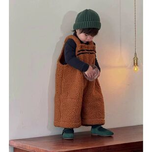 安阳童装韩版童装男女童打底衫秋冬2024新款洋气儿童咖色复古羊羔