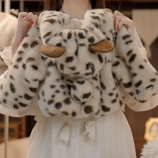 安阳童装男女童毛毛外套斑点熊洋气毛绒加厚秋冬新款儿童保暖豹纹