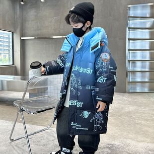 安阳童装男童羽绒服中长款冬装2025新款洋气中大童加厚冬季儿童外