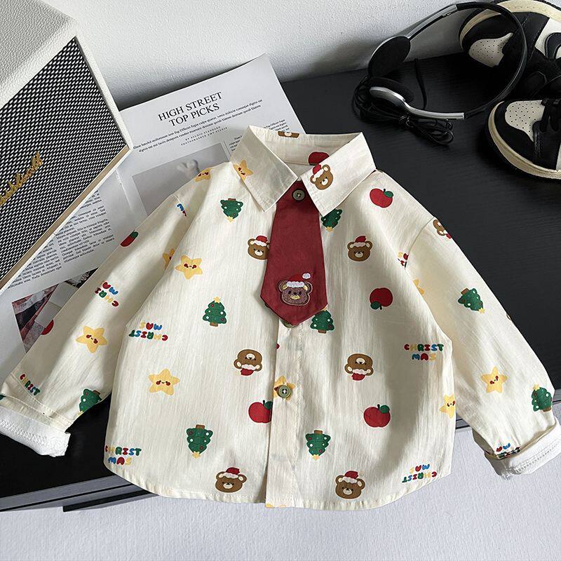 安阳童装幼儿园男童衬衫春装2026新款婴儿宝宝衬衣春款儿童长袖上