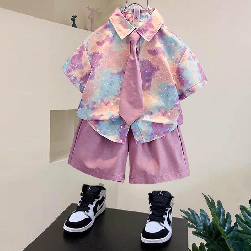 安阳童装男童礼服套装儿童西装衬衫夏季薄款两件套宝宝夏装冰丝短