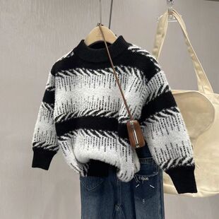 安阳童装儿童毛衣男童加厚女童水貂针织衫2025新款秋冬洋气套头百