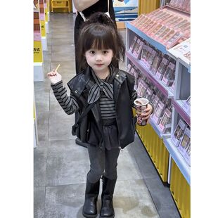 安阳童装2026秋装韩系童装高级感女宝宝马甲套装皮衣女童外套夹克