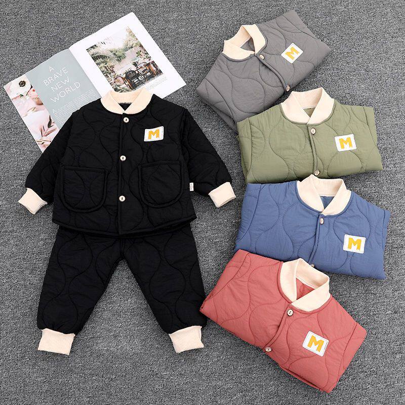 安阳童装儿童秋冬新款棉服套装男女宝宝棉衣棉裤休闲套装家居户外