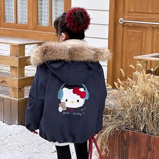 安阳童装女童棉服外套2025新款冬装派克服小女孩洋气加绒加厚冬季