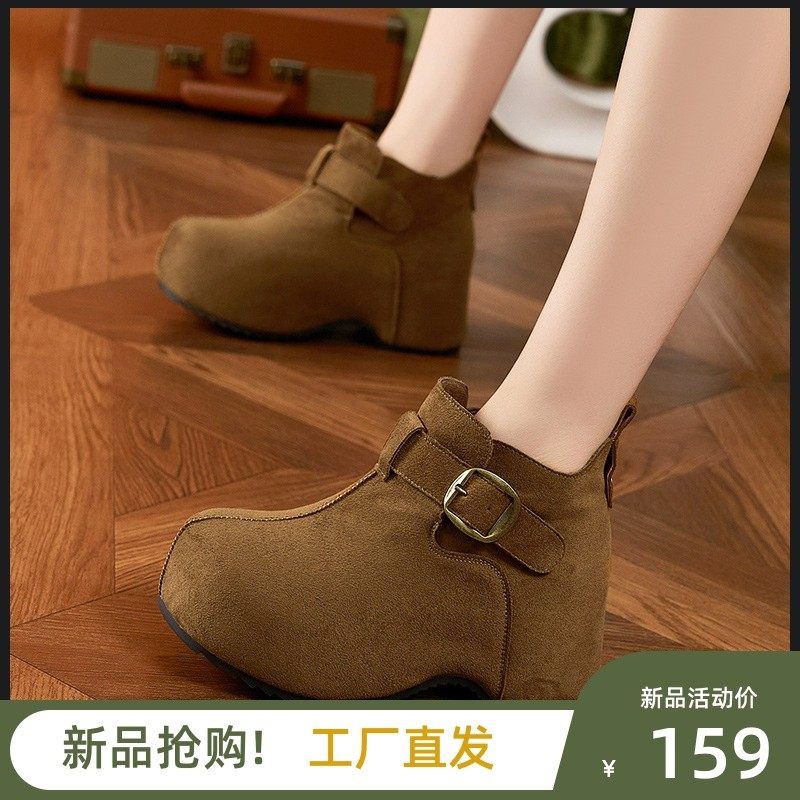 美鞋湘湘家加绒保暖勃肯鞋女2025秋冬厚底内增高女鞋子一脚蹬a37