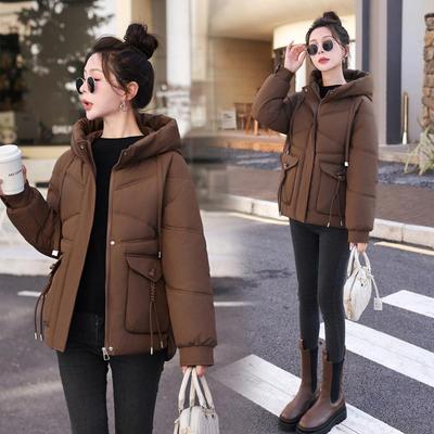 反季冬季新款棉衣女短款加厚棉服外套连帽修身显瘦大口袋棉袄
