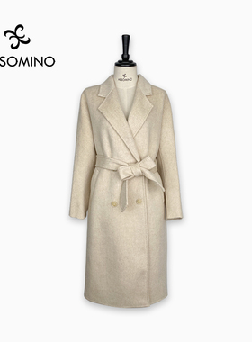 AESOMINO/衣莎美诺冬羊毛双面毛呢大衣长款外套女Y042D6008