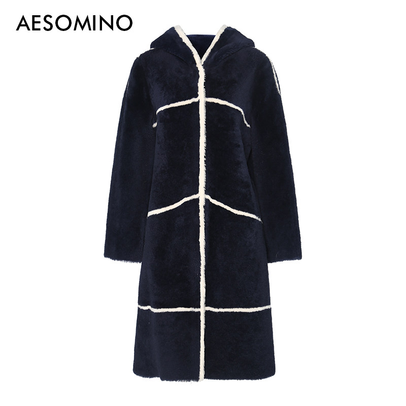 AESOMINO/衣莎美诺冬季皮草女式羊毛皮一体中长款大衣64502291