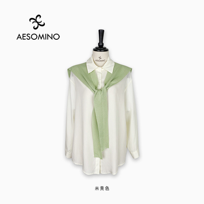春秋披肩衬衫米黄色Y406C3001
