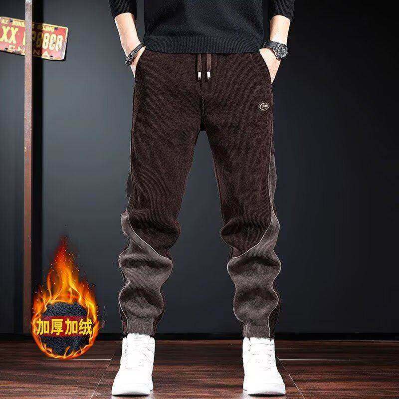 临蔡男裤灯芯绒哈伦束腿裤男士潮流时尚休闲裤子冬季韩版宽松长裤