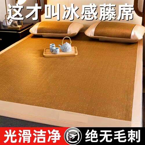榕坤冰感古藤席夏季防滑可折叠冰丝席双面两用空调席驱蚊艾草席a9