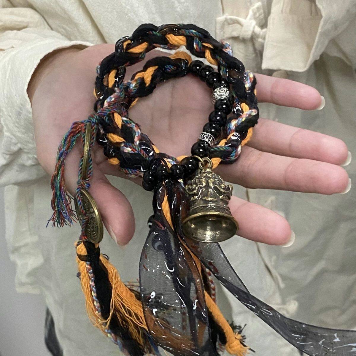 山鬼花钱李火旺印象手链新中式铃铛手串百搭复古藏式手工编制手绳