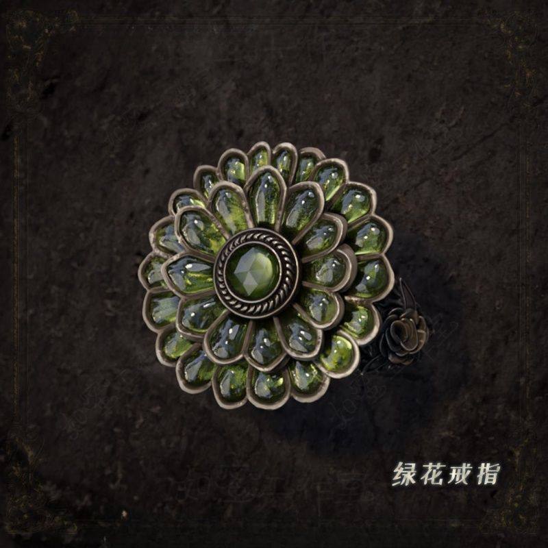 黑暗之魂3老头环魂系列游戏周边绿花戒指独特设计ins时尚百搭