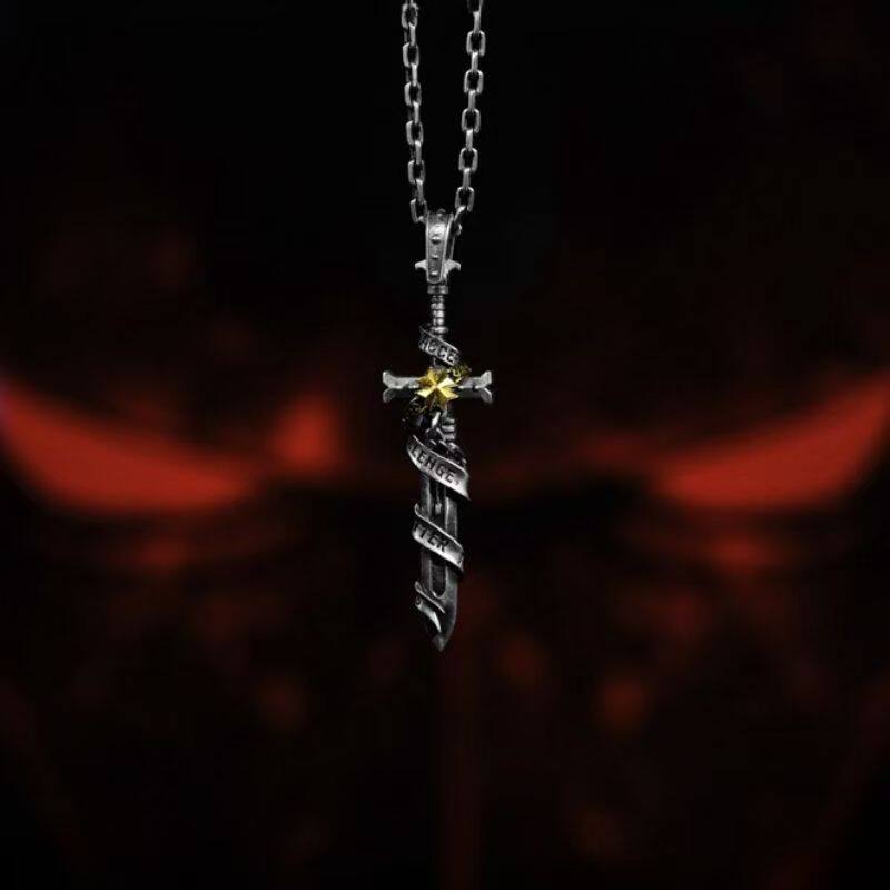 黑色圣堂剑之兄弟大元帅黑剑项链小众设计感高级男款铸造吊坠战锤